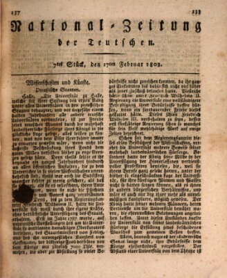 National-Zeitung der Deutschen Donnerstag 17. Februar 1803