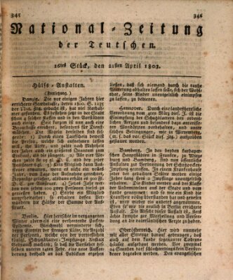 National-Zeitung der Deutschen Donnerstag 21. April 1803