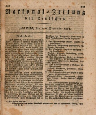 National-Zeitung der Deutschen Donnerstag 15. September 1803