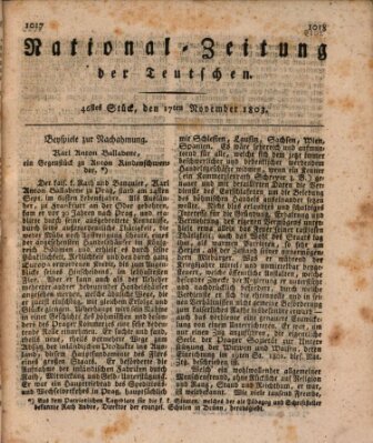 National-Zeitung der Deutschen Donnerstag 17. November 1803