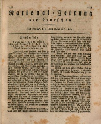 National-Zeitung der Deutschen Donnerstag 16. Februar 1804