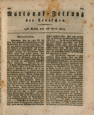 National-Zeitung der Deutschen Donnerstag 5. April 1804