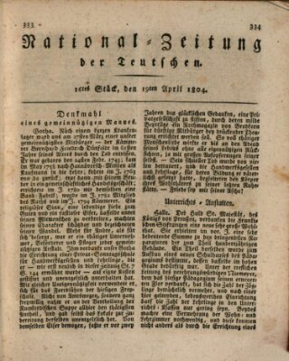 National-Zeitung der Deutschen Donnerstag 19. April 1804