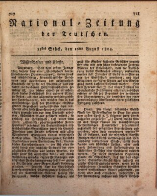 National-Zeitung der Deutschen Donnerstag 16. August 1804