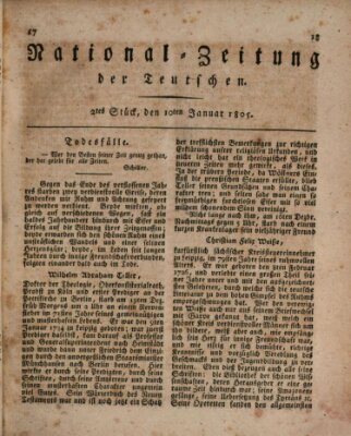 National-Zeitung der Deutschen Donnerstag 10. Januar 1805