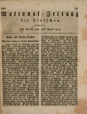 National-Zeitung der Deutschen Donnerstag 11. April 1805