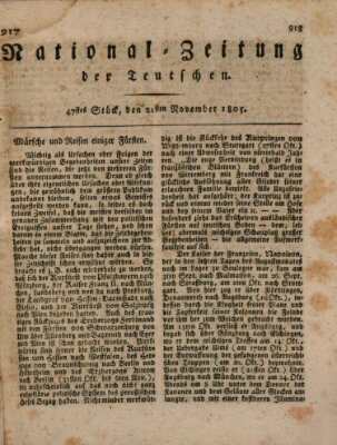 National-Zeitung der Deutschen Donnerstag 21. November 1805