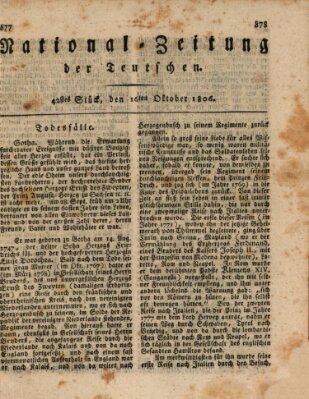 National-Zeitung der Deutschen Donnerstag 16. Oktober 1806