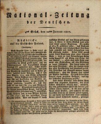 National-Zeitung der Deutschen Donnerstag 22. Januar 1807