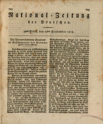 National-Zeitung der Deutschen Donnerstag 22. September 1808