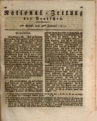 National-Zeitung der Deutschen Mittwoch 18. Januar 1815