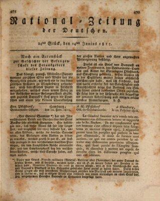 National-Zeitung der Deutschen Mittwoch 14. Juni 1815