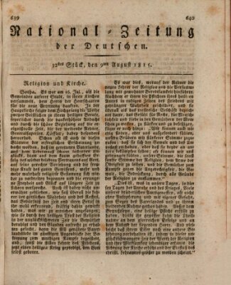 National-Zeitung der Deutschen Mittwoch 9. August 1815