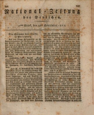 National-Zeitung der Deutschen Mittwoch 13. September 1815