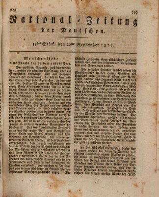 National-Zeitung der Deutschen Mittwoch 20. September 1815