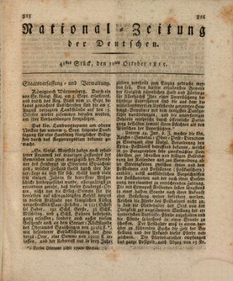 National-Zeitung der Deutschen Mittwoch 11. Oktober 1815