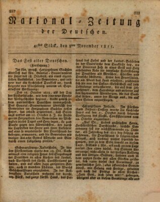 National-Zeitung der Deutschen Mittwoch 8. November 1815