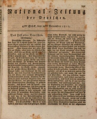 National-Zeitung der Deutschen Mittwoch 22. November 1815