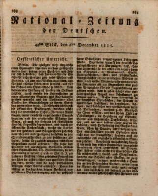 National-Zeitung der Deutschen Mittwoch 6. Dezember 1815