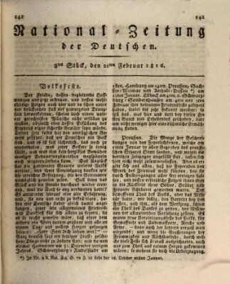 National-Zeitung der Deutschen Mittwoch 21. Februar 1816