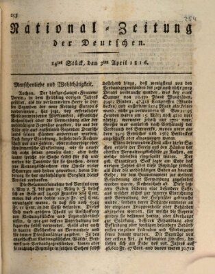 National-Zeitung der Deutschen Mittwoch 3. April 1816