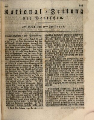 National-Zeitung der Deutschen Mittwoch 17. April 1816