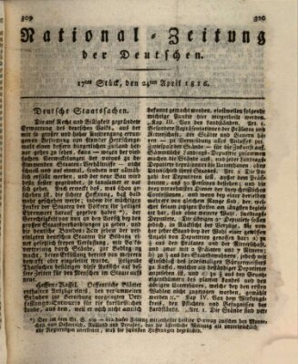 National-Zeitung der Deutschen Mittwoch 24. April 1816