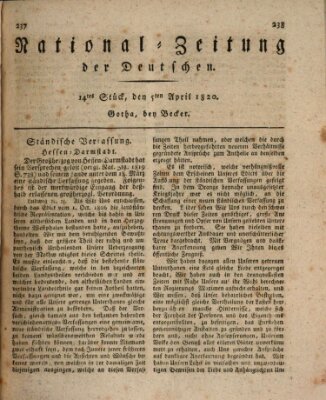 National-Zeitung der Deutschen Mittwoch 5. April 1820