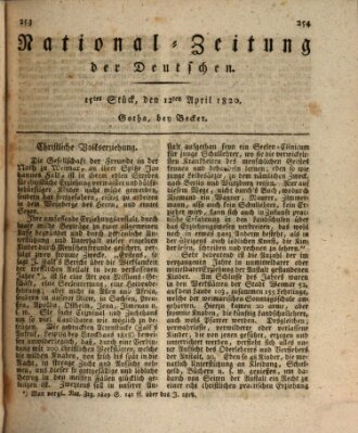 National-Zeitung der Deutschen Mittwoch 12. April 1820