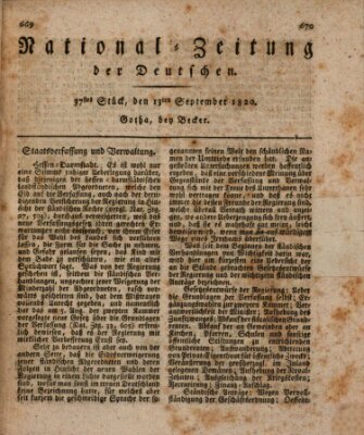 National-Zeitung der Deutschen Mittwoch 13. September 1820