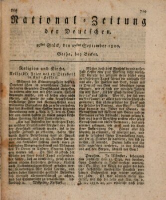 National-Zeitung der Deutschen Mittwoch 27. September 1820