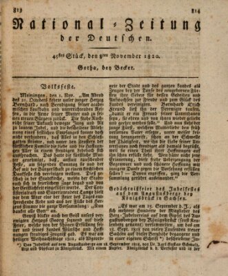 National-Zeitung der Deutschen Mittwoch 8. November 1820