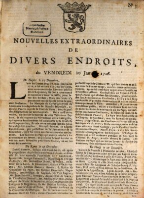 Nouvelles extraordinaires de divers endroits Freitag 10. Januar 1716