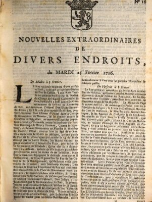 Nouvelles extraordinaires de divers endroits Dienstag 25. Februar 1716