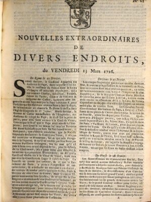 Nouvelles extraordinaires de divers endroits Freitag 13. März 1716