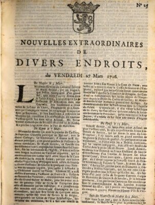 Nouvelles extraordinaires de divers endroits Freitag 27. März 1716