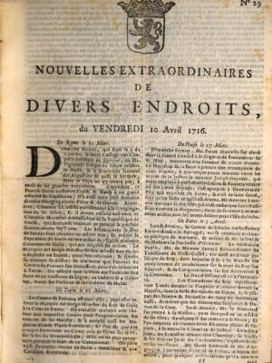 Nouvelles extraordinaires de divers endroits Freitag 10. April 1716