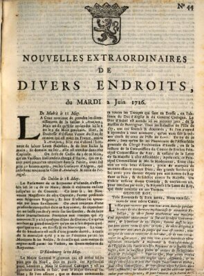 Nouvelles extraordinaires de divers endroits Dienstag 2. Juni 1716