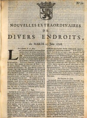 Nouvelles extraordinaires de divers endroits Dienstag 23. Juni 1716