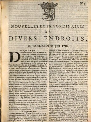 Nouvelles extraordinaires de divers endroits Freitag 26. Juni 1716