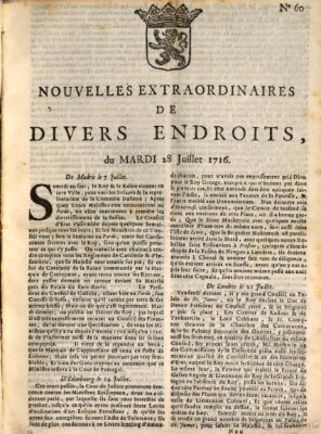 Nouvelles extraordinaires de divers endroits Dienstag 28. Juli 1716