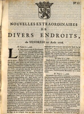 Nouvelles extraordinaires de divers endroits Freitag 21. August 1716