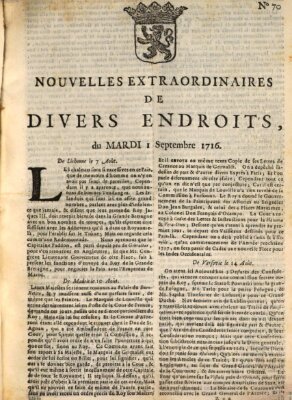 Nouvelles extraordinaires de divers endroits Dienstag 1. September 1716