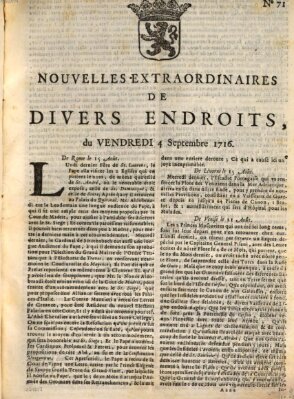 Nouvelles extraordinaires de divers endroits Freitag 4. September 1716