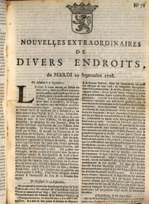 Nouvelles extraordinaires de divers endroits Dienstag 29. September 1716