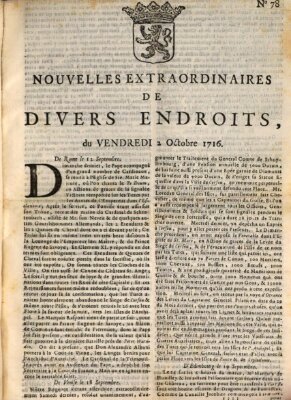 Nouvelles extraordinaires de divers endroits Freitag 2. Oktober 1716