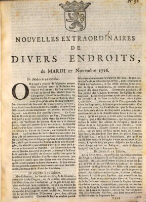 Nouvelles extraordinaires de divers endroits Dienstag 17. November 1716