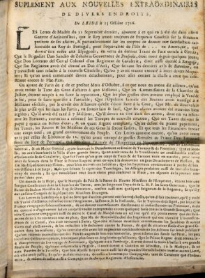 Nouvelles extraordinaires de divers endroits Dienstag 13. Oktober 1716