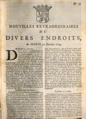 Nouvelles extraordinaires de divers endroits Dienstag 21. Februar 1719