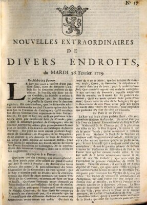 Nouvelles extraordinaires de divers endroits Dienstag 28. Februar 1719